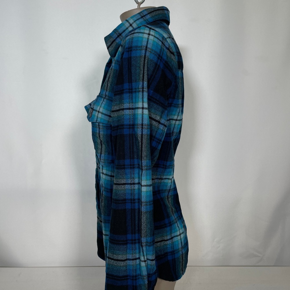 Pendleton Wool Blue Black Plaid Button Down Flannel Shirt Women's MEDIUM - Picture 3 of 9